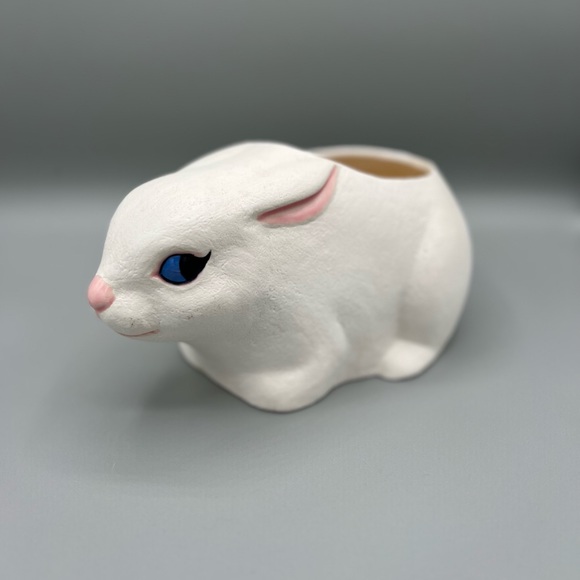 vintage ceramic white rabbit bunny planter decor - Picture 6 of 6